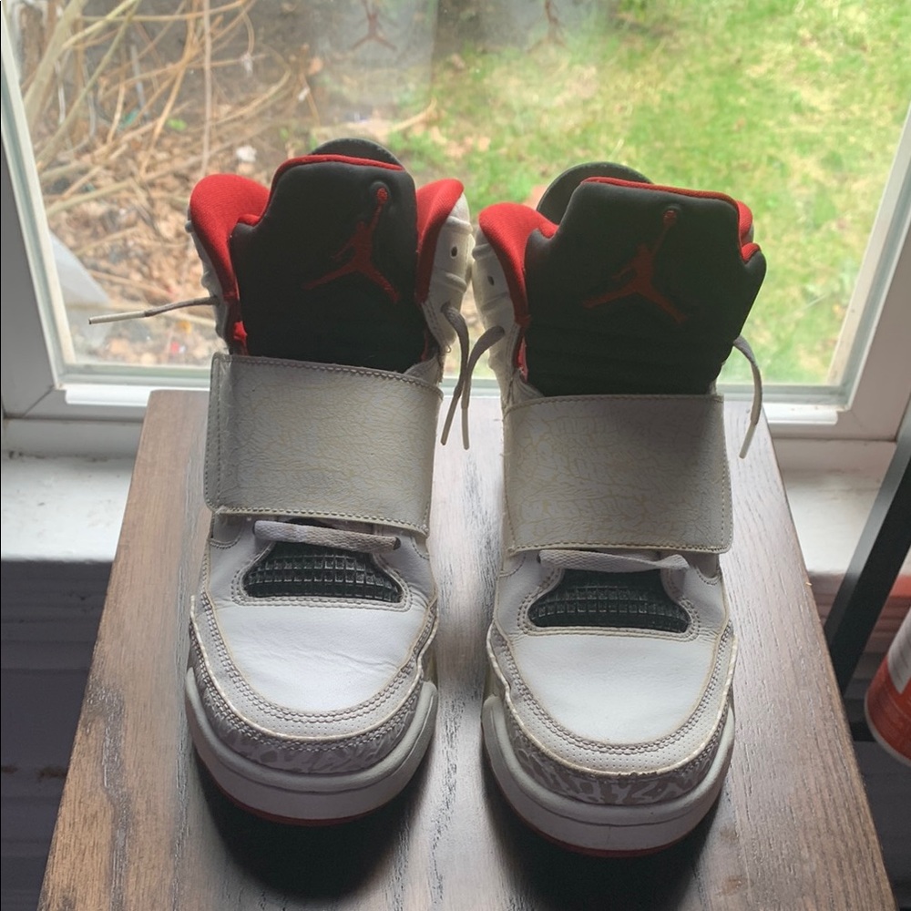Jordan Red and White High-Top Sneakers